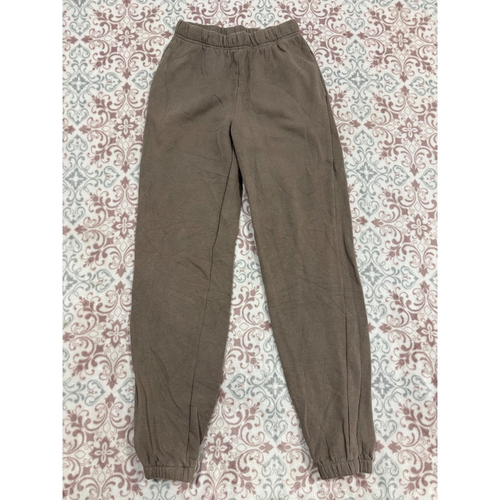 HM Girls Brown Fleece Lined Joggers Sweatpants Size 14 Elastic Waist Taupe